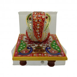 Meenakari Work Lord Ganesh Marble Pooja Chowki